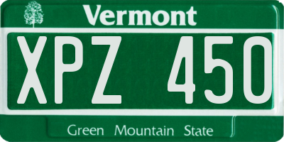 VT license plate XPZ450