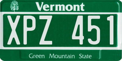 VT license plate XPZ451