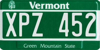 VT license plate XPZ452