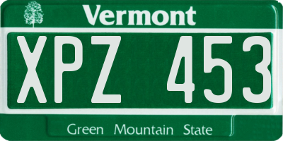 VT license plate XPZ453