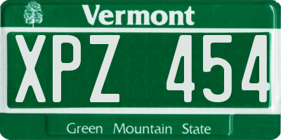 VT license plate XPZ454