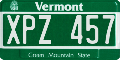 VT license plate XPZ457