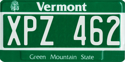 VT license plate XPZ462