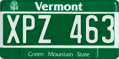 VT license plate XPZ463