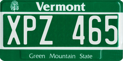 VT license plate XPZ465