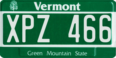 VT license plate XPZ466