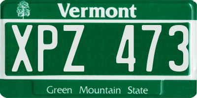 VT license plate XPZ473
