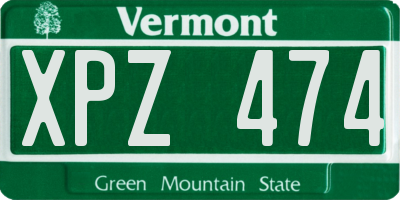 VT license plate XPZ474