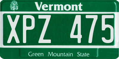 VT license plate XPZ475