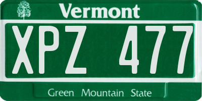 VT license plate XPZ477