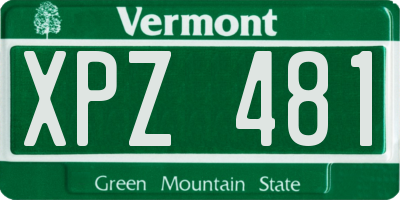 VT license plate XPZ481