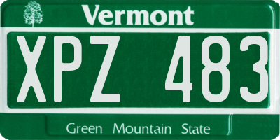 VT license plate XPZ483