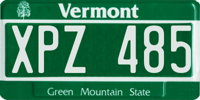 VT license plate XPZ485
