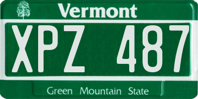 VT license plate XPZ487