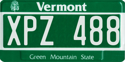 VT license plate XPZ488