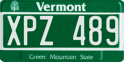 VT license plate XPZ489
