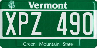 VT license plate XPZ490