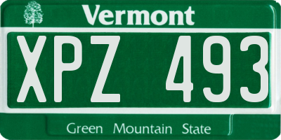 VT license plate XPZ493