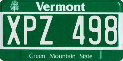 VT license plate XPZ498