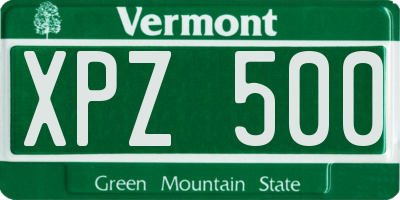 VT license plate XPZ500