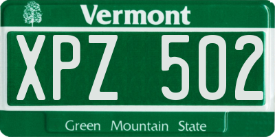 VT license plate XPZ502