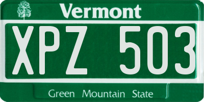 VT license plate XPZ503