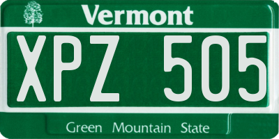 VT license plate XPZ505