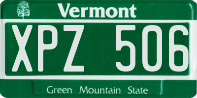 VT license plate XPZ506