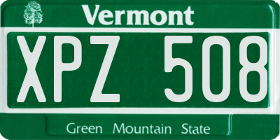 VT license plate XPZ508