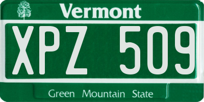 VT license plate XPZ509