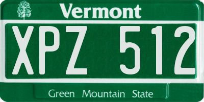VT license plate XPZ512
