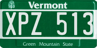 VT license plate XPZ513