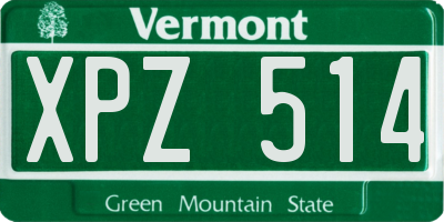 VT license plate XPZ514