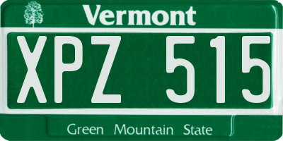 VT license plate XPZ515