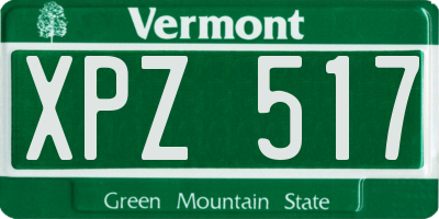 VT license plate XPZ517