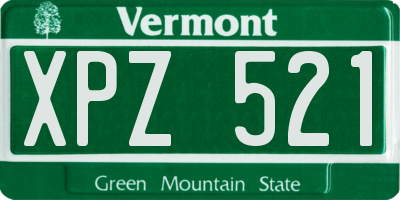 VT license plate XPZ521
