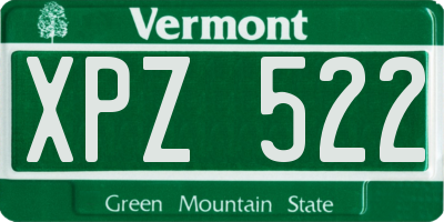 VT license plate XPZ522
