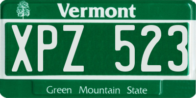 VT license plate XPZ523