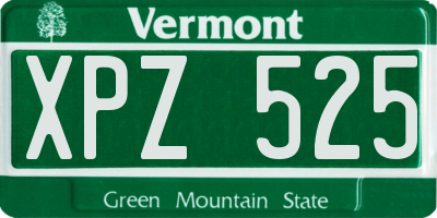 VT license plate XPZ525