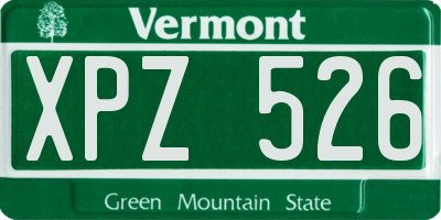 VT license plate XPZ526