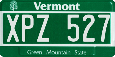 VT license plate XPZ527