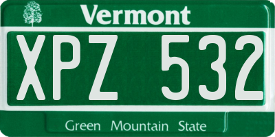 VT license plate XPZ532