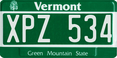 VT license plate XPZ534