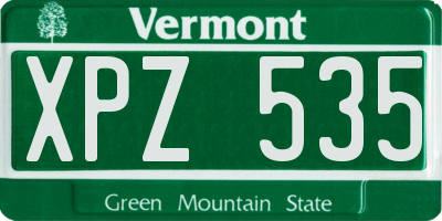 VT license plate XPZ535