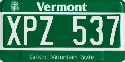 VT license plate XPZ537