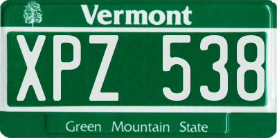 VT license plate XPZ538