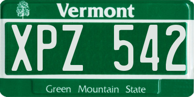 VT license plate XPZ542