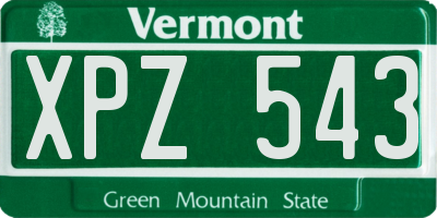 VT license plate XPZ543