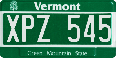 VT license plate XPZ545