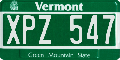 VT license plate XPZ547